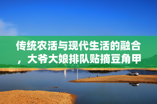 传统农活与现代生活的融合，大爷大娘排队贴摘豆角甲片